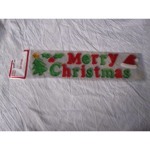 NEW Merry Christmas Winter window Gel Clings 23 pcs Tree Santa‎ Hat Holly Decor!
